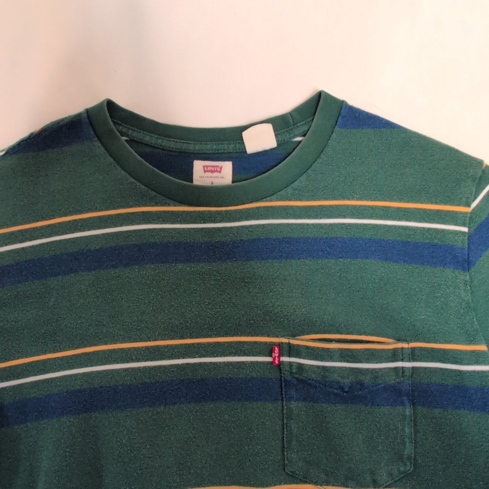 Levi's Green Striped Pocket‎ Tee - Men's Size S - Picture 5 of 8
